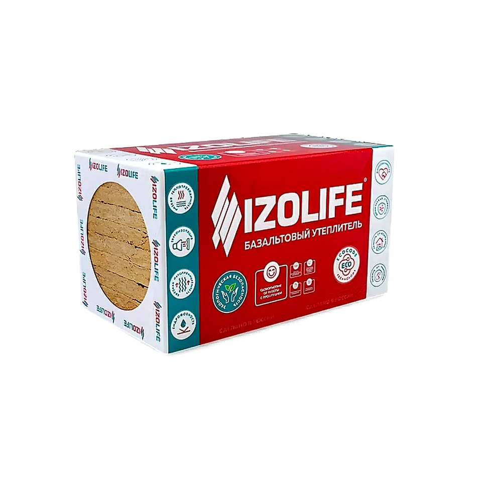 Утеплитель IZOLIFE Л 35 ОПТИМА (30 кг/м3) 1200*600*50мм (уп.5,76м2/0,288м3) (24 упак/поддон)